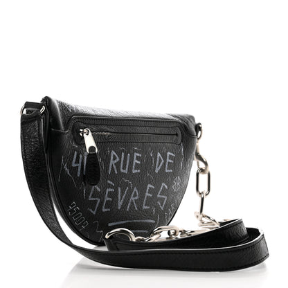 Balenciaga Agneau Arena Graffiti All Over XXS Souvenir Belt Bag Black White 3 of 7