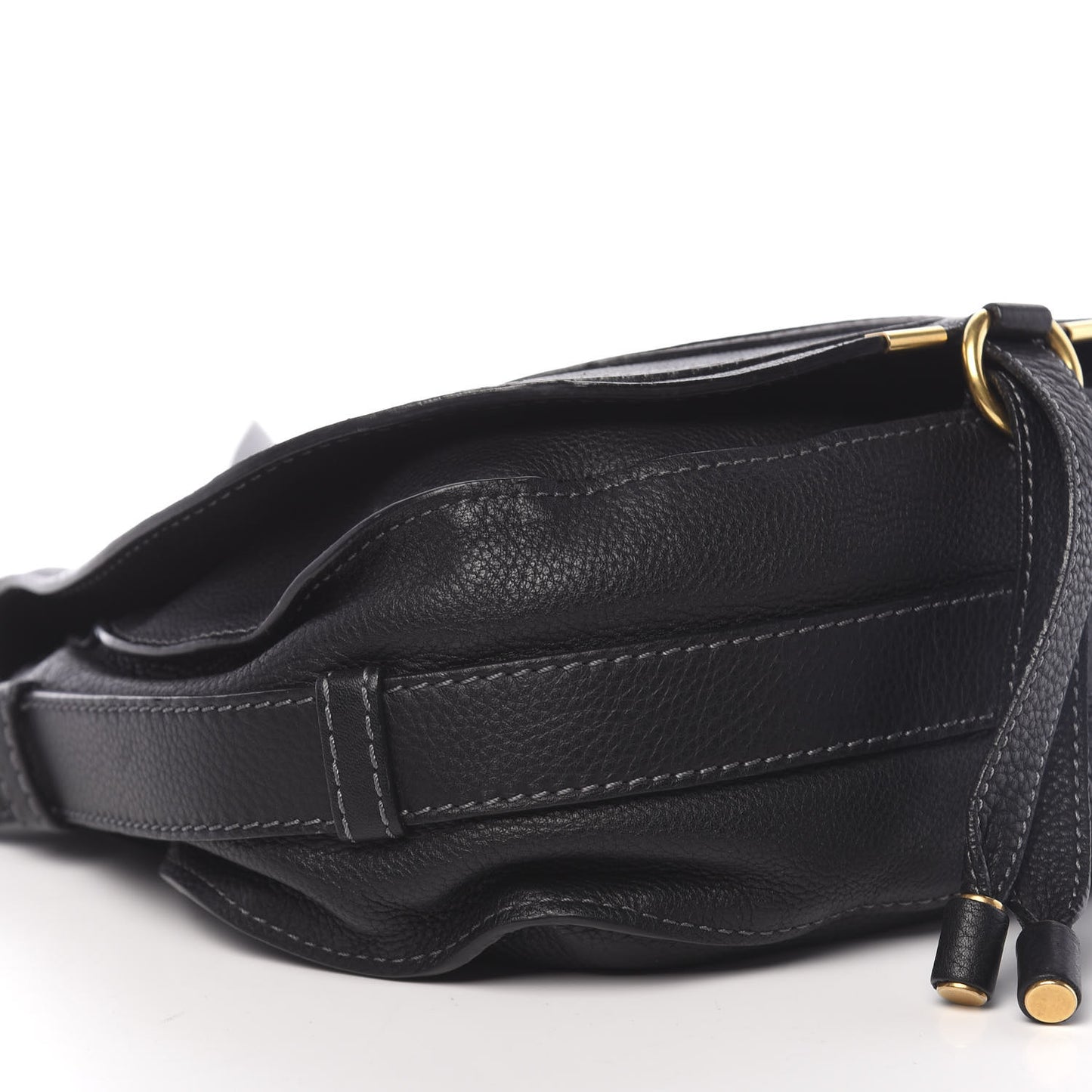 Calfskin Medium Marcie Round Crossbody Bag Black