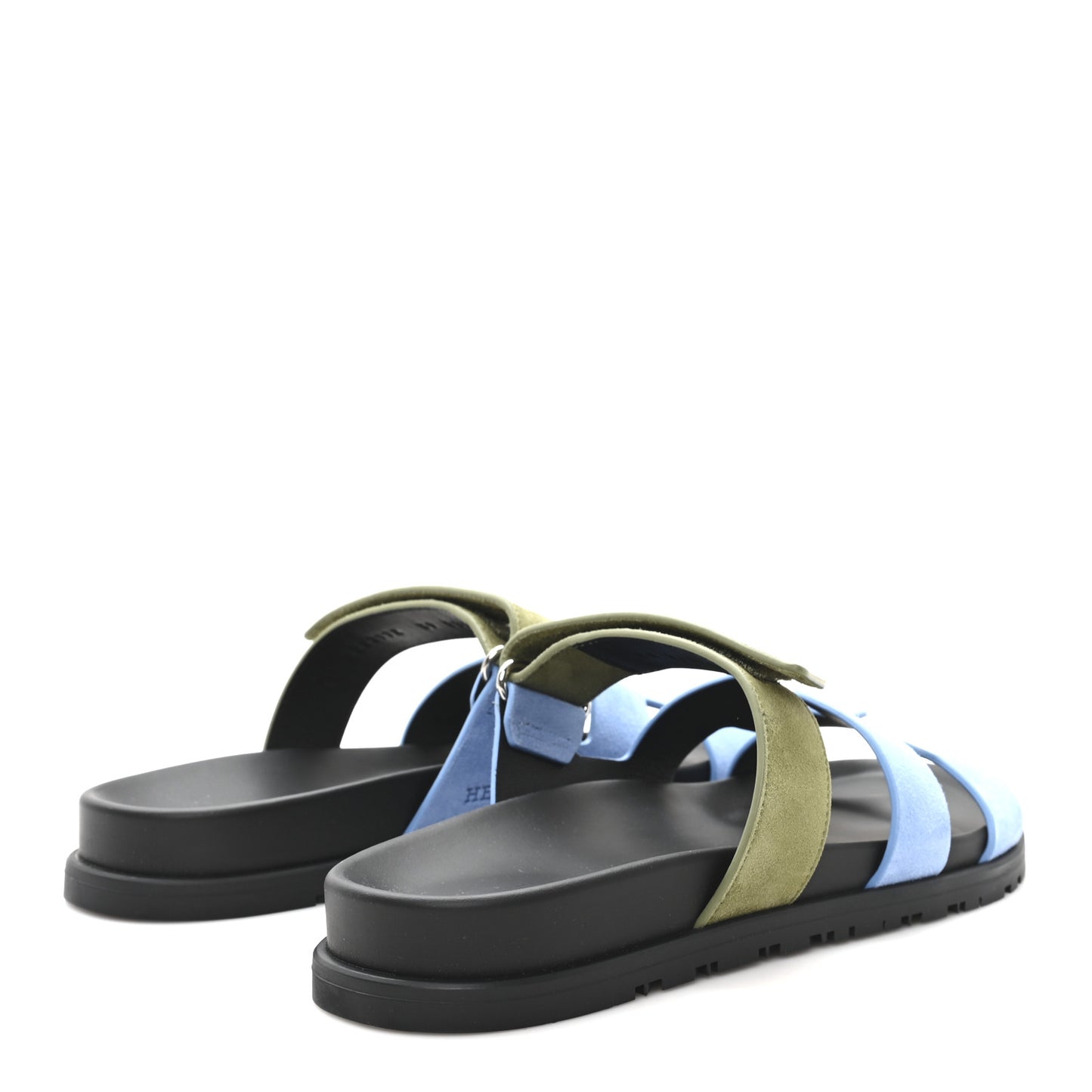 Suede Goatskin Womens Chypre Sandals 39 Bleu Cameo Vert