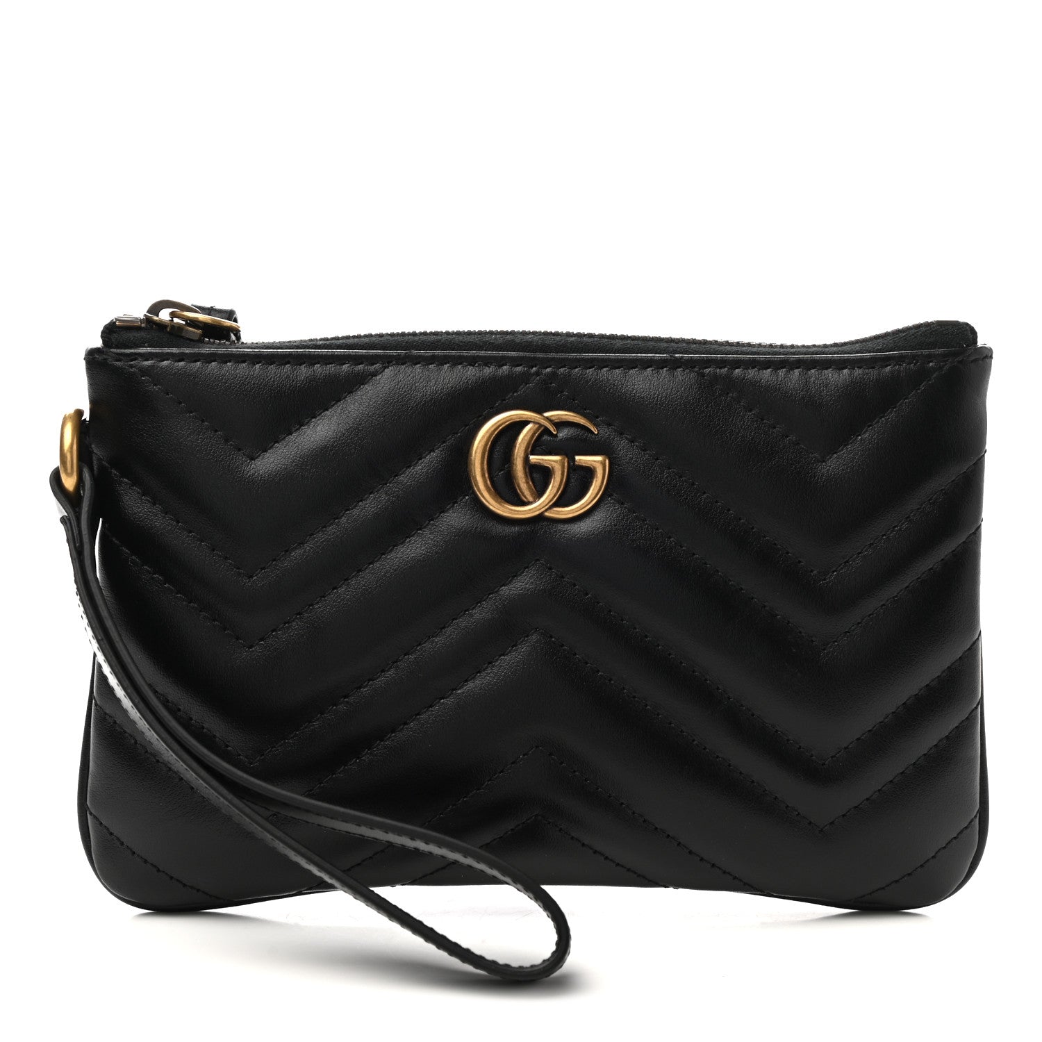 Gucci Calfskin Matelasse GG Marmont Wrist Wallet Black 1 of 10