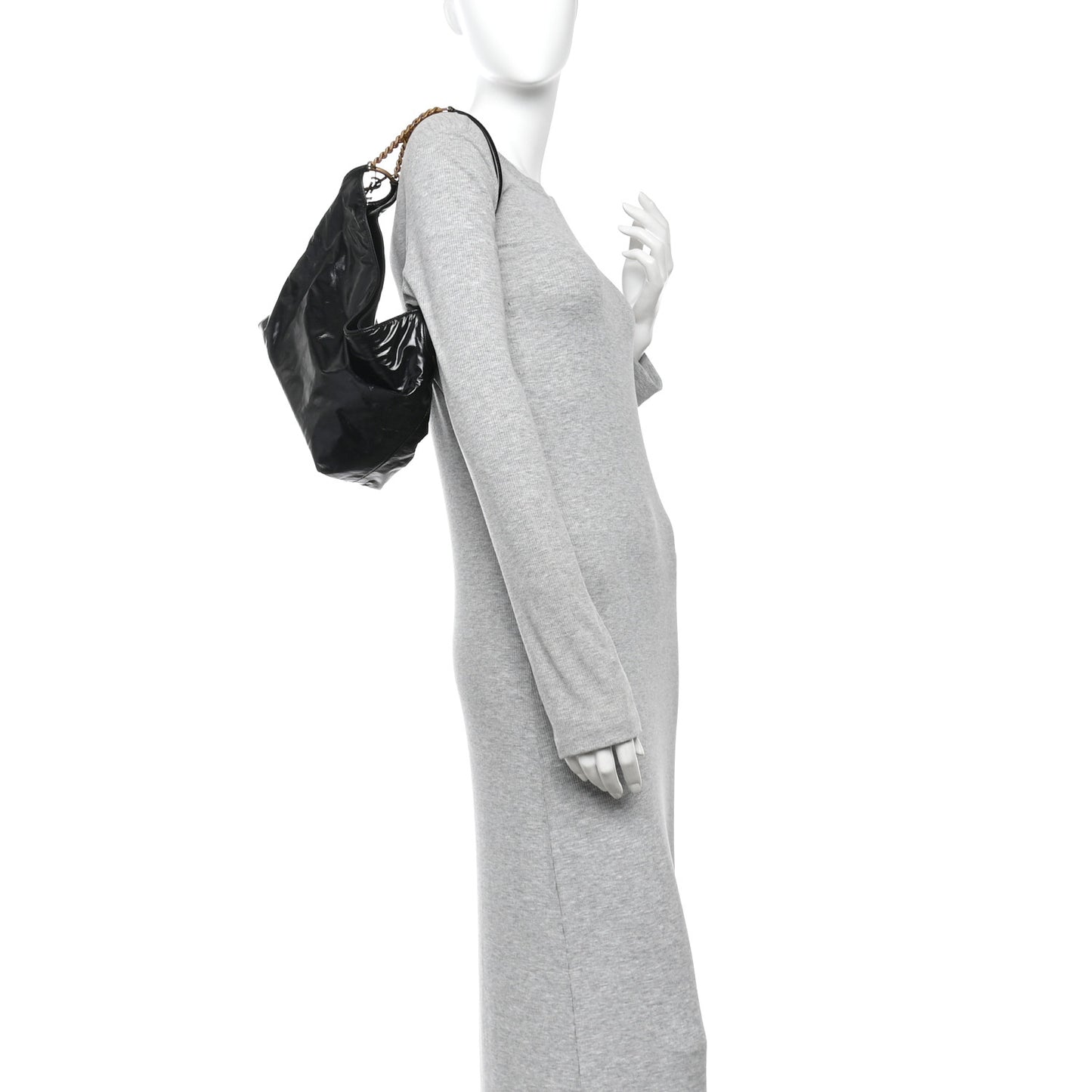 Crinkled Calfskin Cassandre Hobo Black