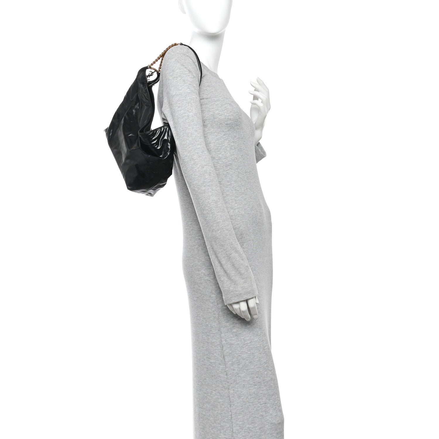 Saint Laurent Crinkled Calfskin Cassandre Hobo Black 2 of 10