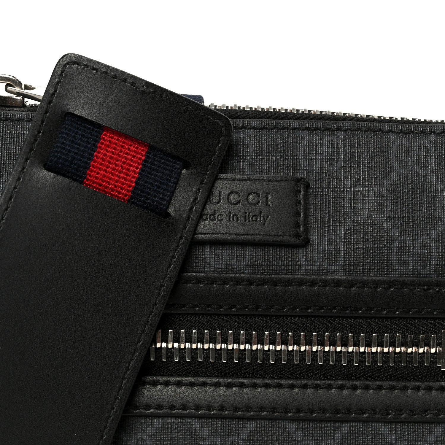 Gucci GG Supreme Monogram Web Small Flat Messenger Bag Black Grey 8 of 11
