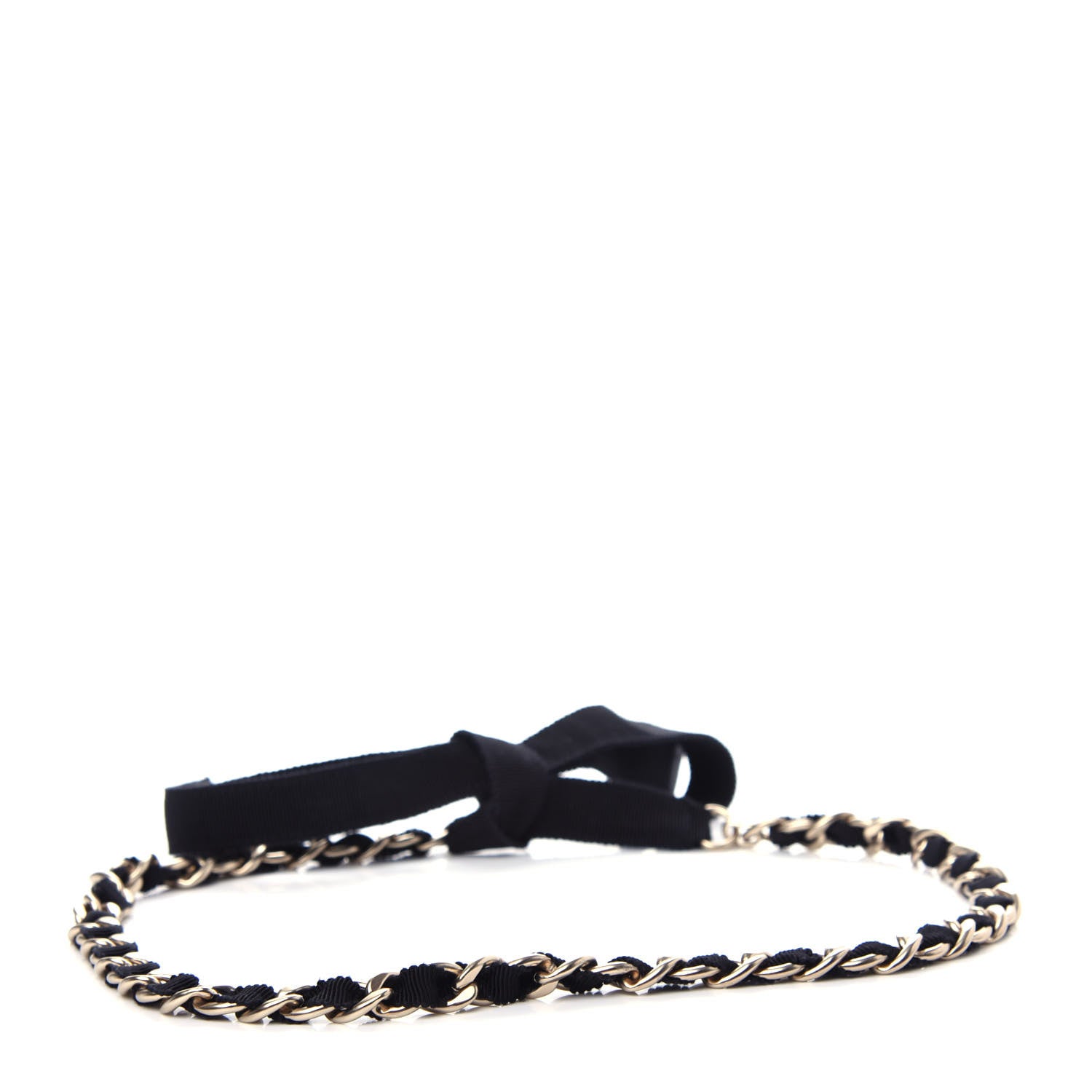 Chanel Grosgrain Chain CC Bow Belt Black Gold 2 of 4