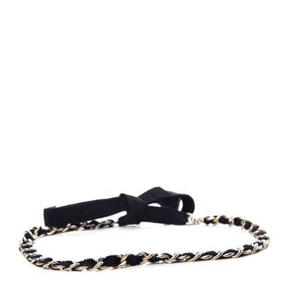 Chanel Grosgrain Chain CC Bow Belt Black Gold 2 of 4