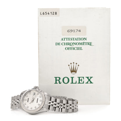 Rolex Stainless Steel 18K White Gold Diamond 26mm Oyster Perpetual Datejust Watch Silver Jubilee 69174 5 of 5