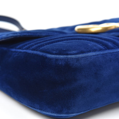 Gucci Velvet Matelasse Medium GG Marmont Shoulder Bag Cobalt Blue 8 of 16