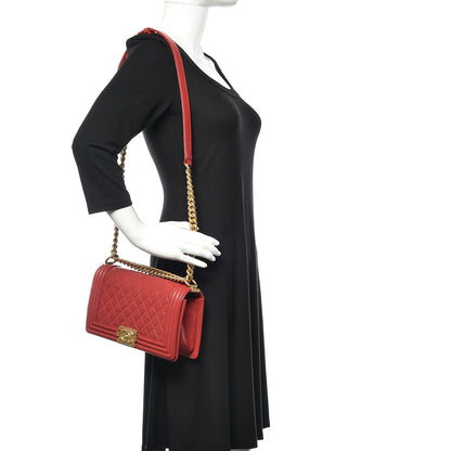 Chanel Caviar Quilted Medium Boy Flap Red 2 of 10