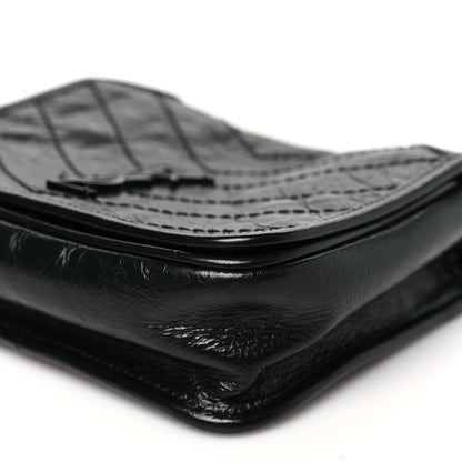 Saint Laurent Crinkled Calfskin Matelasse Monogram Niki Chain Wallet Black 10 of 11