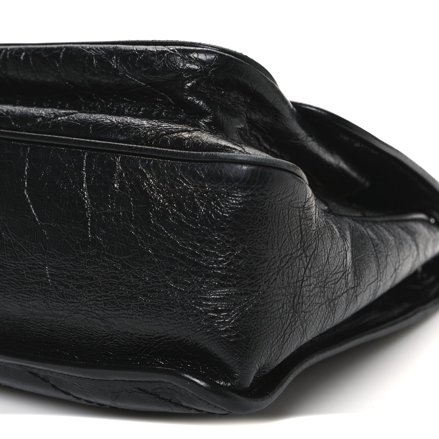 Crinkled Calfskin Matelasse Monogram Medium Niki Chain Satchel Black