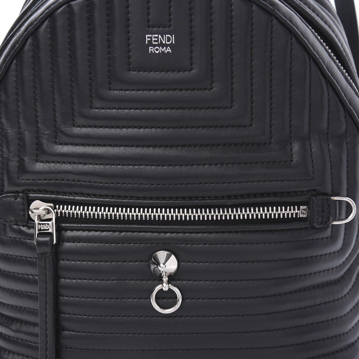 Fendi Shiny Nappa Trapuntata Mini Backpack Black 9 of 9