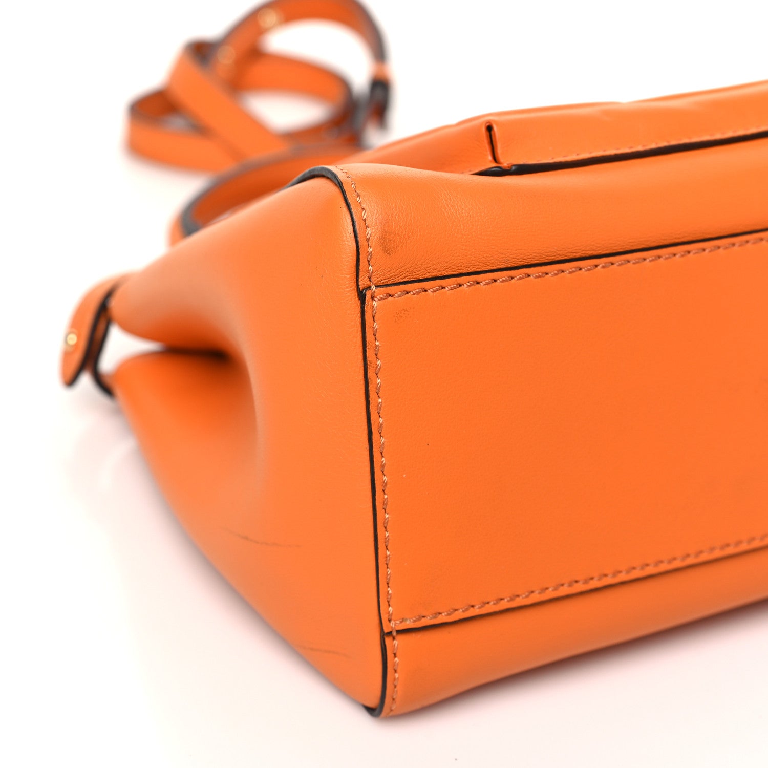 Fendi Vitello Grace Matte Two Pocket Mini Peekaboo Iconic Satchel Aranciata 9 of 11
