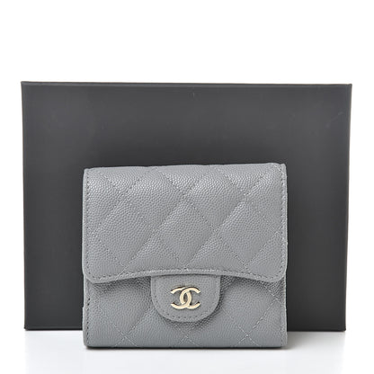 Chanel Caviar Quilted Compact Flap Wallet Grey 9 of 9