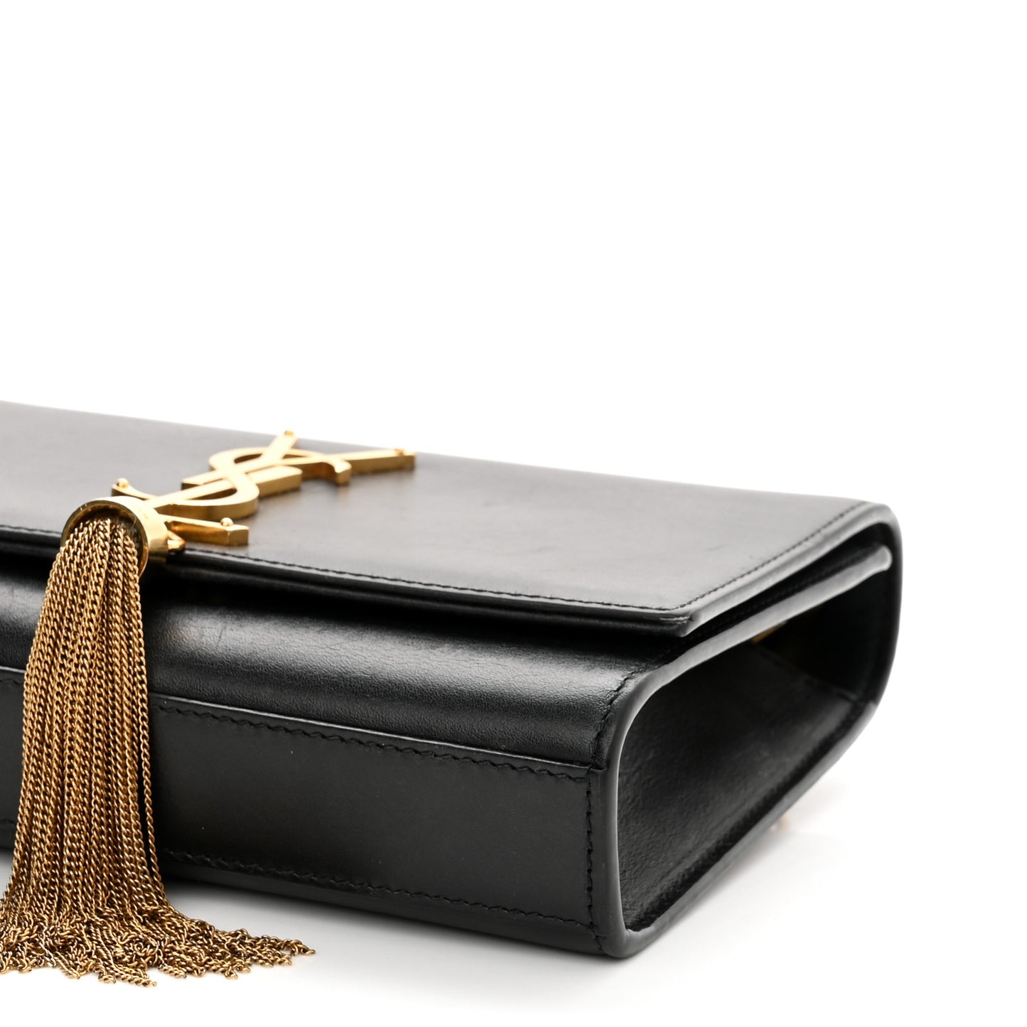 Calfskin Small Classic Monogram Kate Tassel Satchel Black