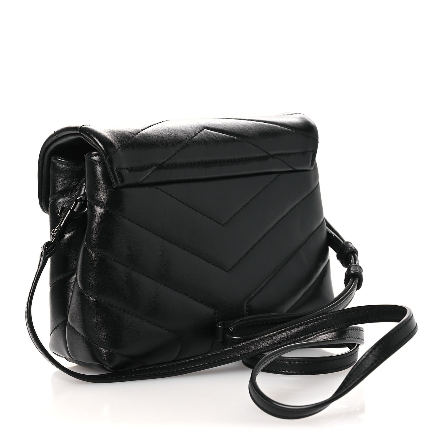 Calfskin Y Quilted Monogram Monochrome Toy Loulou Crossbody Bag Black