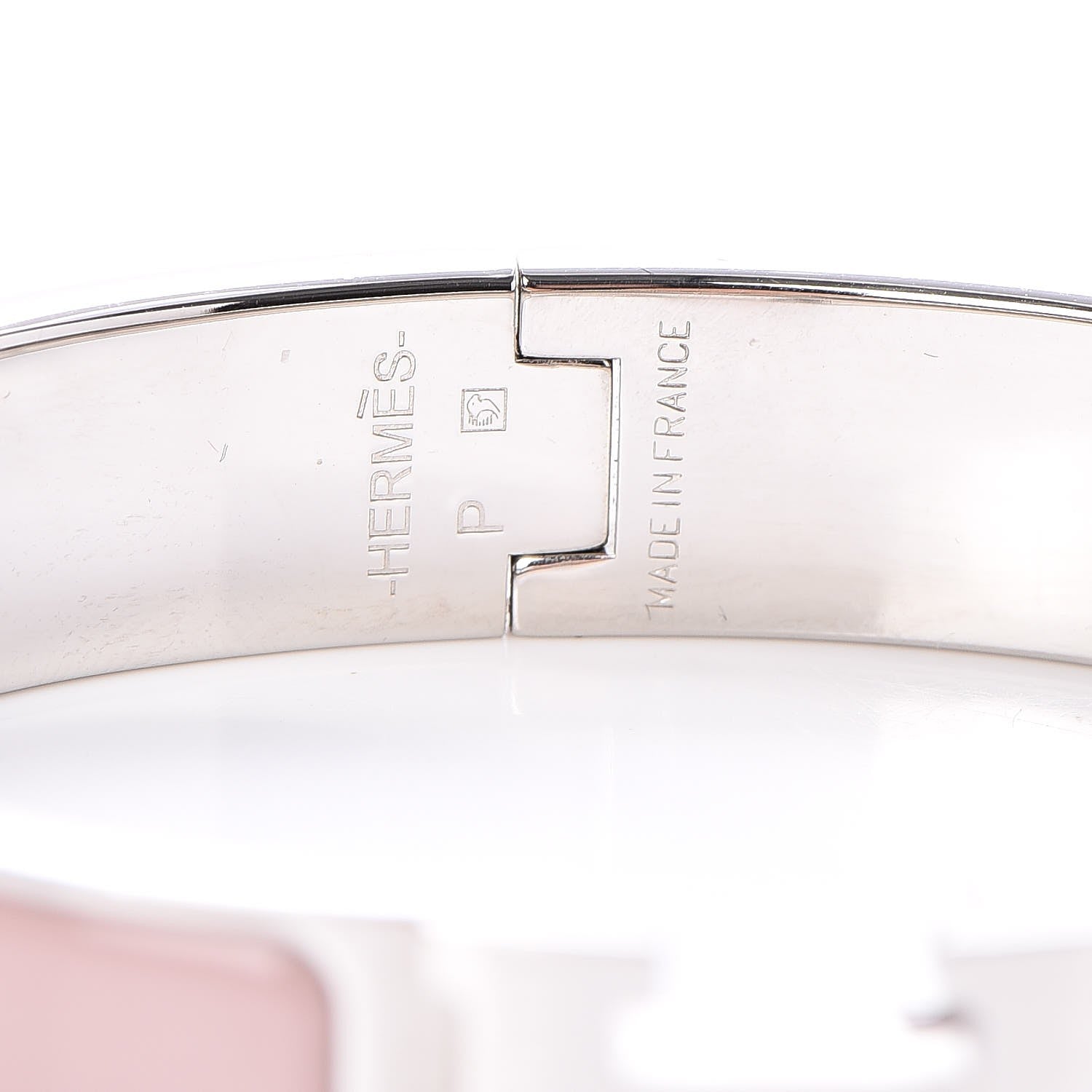Hermes Enamel Narrow Clic Clac H Bracelet PM Rose Poudre 4 of 5
