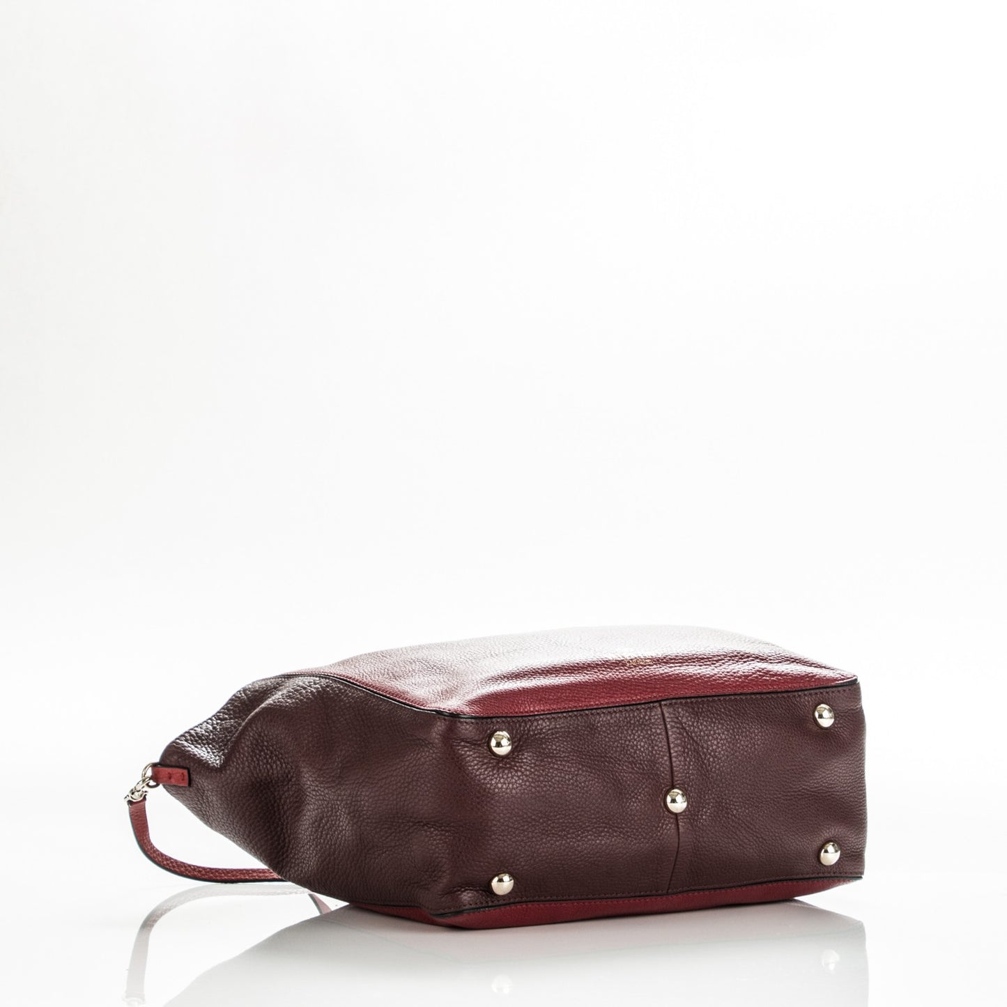 Calfskin Bi-Color Rockstud Crossbody Tote Burgundy Red
