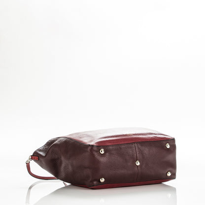 Valentino Garavani Calfskin Bi-Color Rockstud Crossbody Tote Burgundy Red 4 of 7