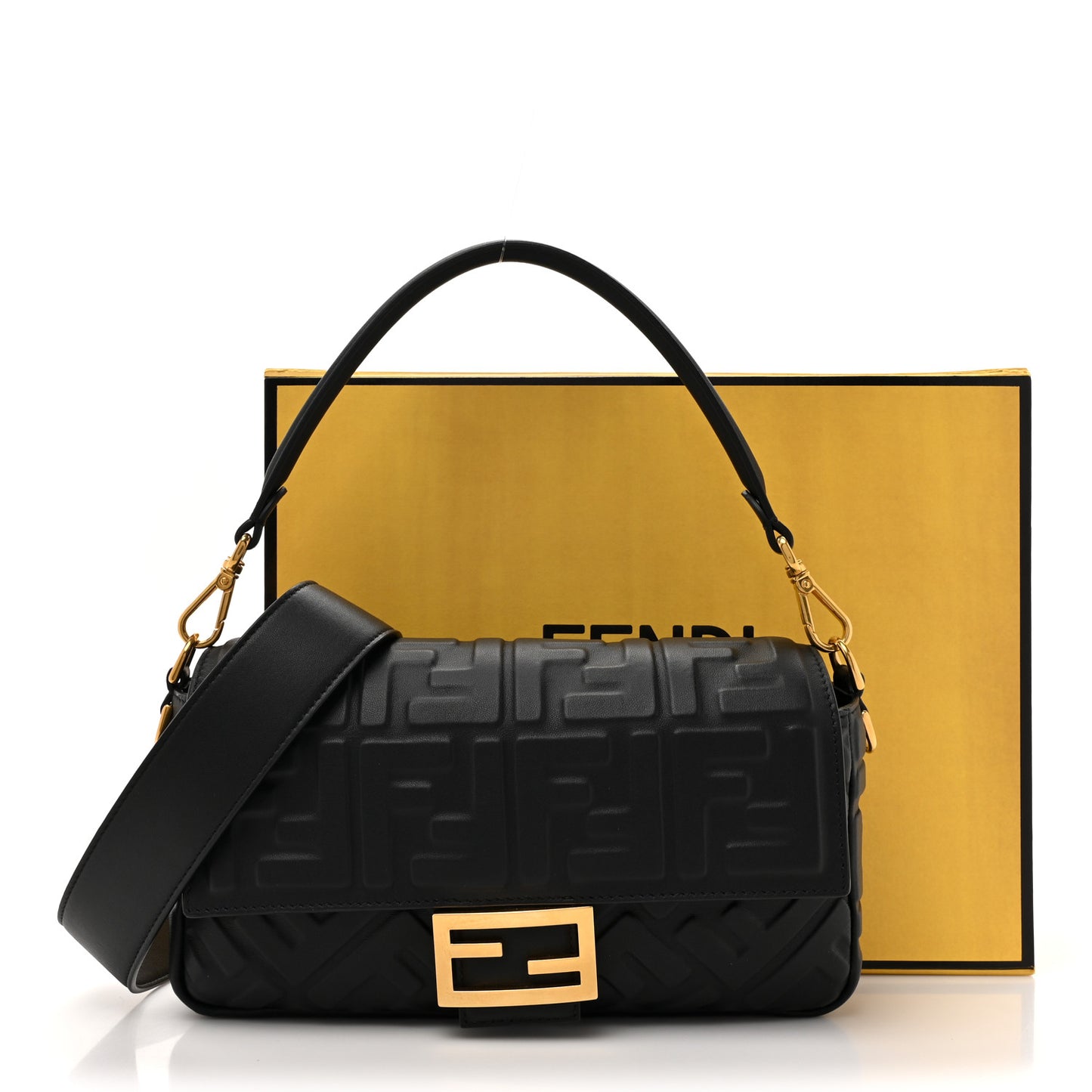 Nappa FF 1974 Embossed Baguette Black
