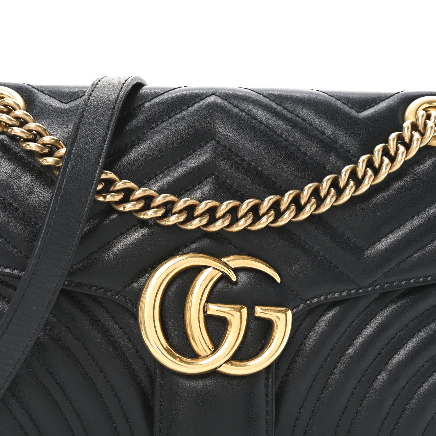 Gucci Calfskin Matelasse Small GG Marmont Shoulder Bag Black 8 of 11