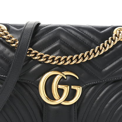 Gucci Calfskin Matelasse Small GG Marmont Shoulder Bag Black 8 of 11
