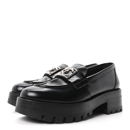 Chanel Calfskin Metal CC Loafers 36.5 Black 4 of 10