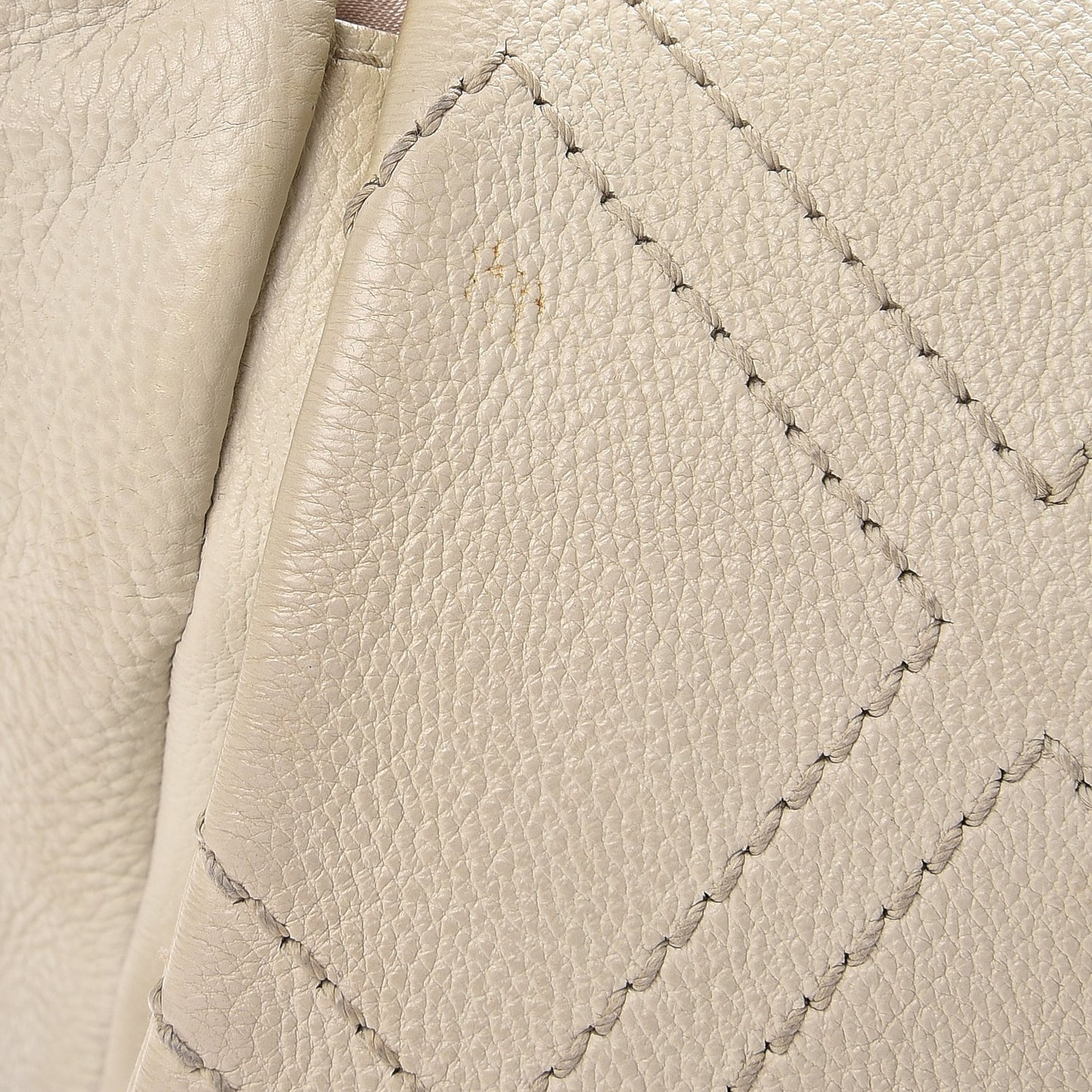Calfskin Diamond Stitch Accordion Flap White