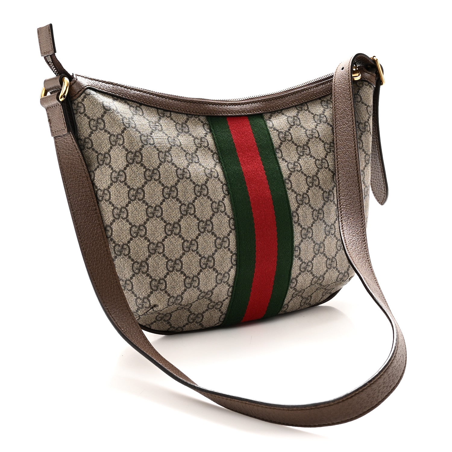 Gucci GG Supreme Monogram Web Small Ophidia Half Moon Hobo Brown 3 of 10