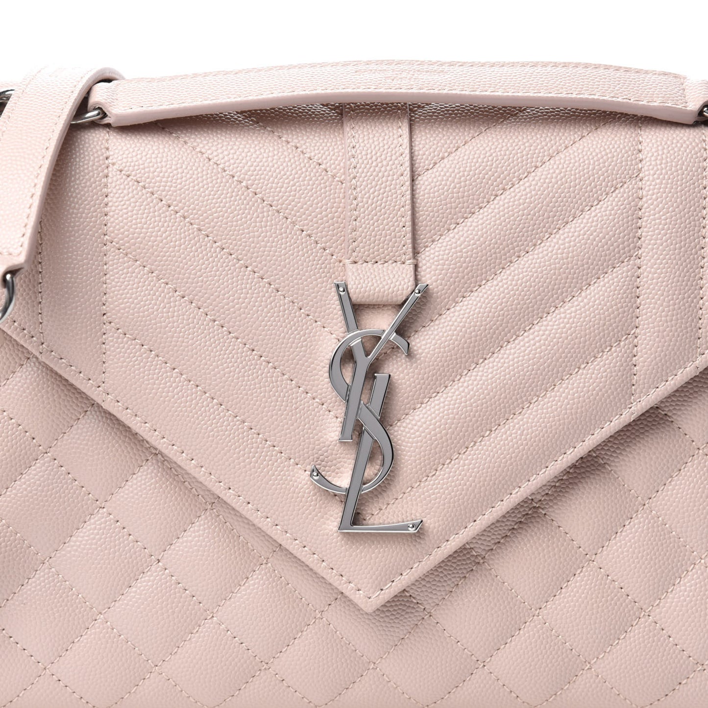 Grain De Poudre Textured Mixed Matelasse Medium Triquilt Monogram Satchel Marble Pink