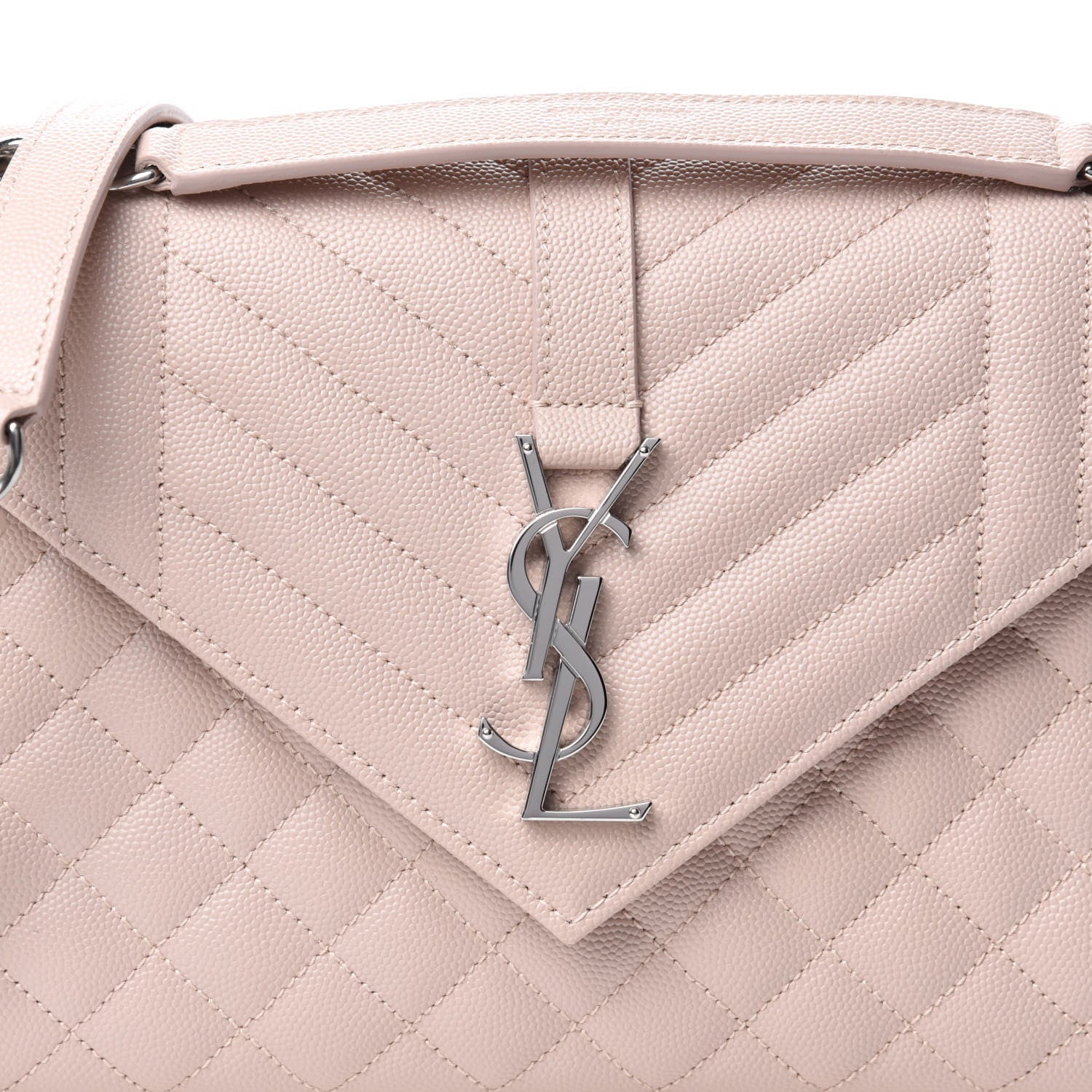 Saint Laurent Grain De Poudre Textured Mixed Matelasse Medium Triquilt Monogram Satchel Marble Pink 10 of 10