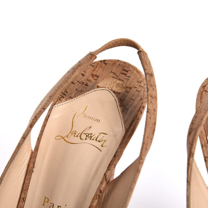 Christian Louboutin Cork Bianca 140 Slingback Pumps 40.5 Natural 11 of 13