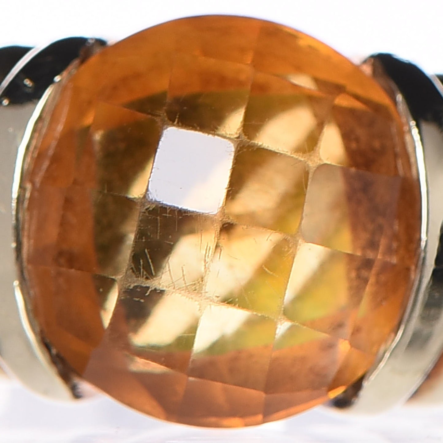 Sterling Silver 14K Yellow Gold Citrine 10mm Cable Capri Ring 52 6