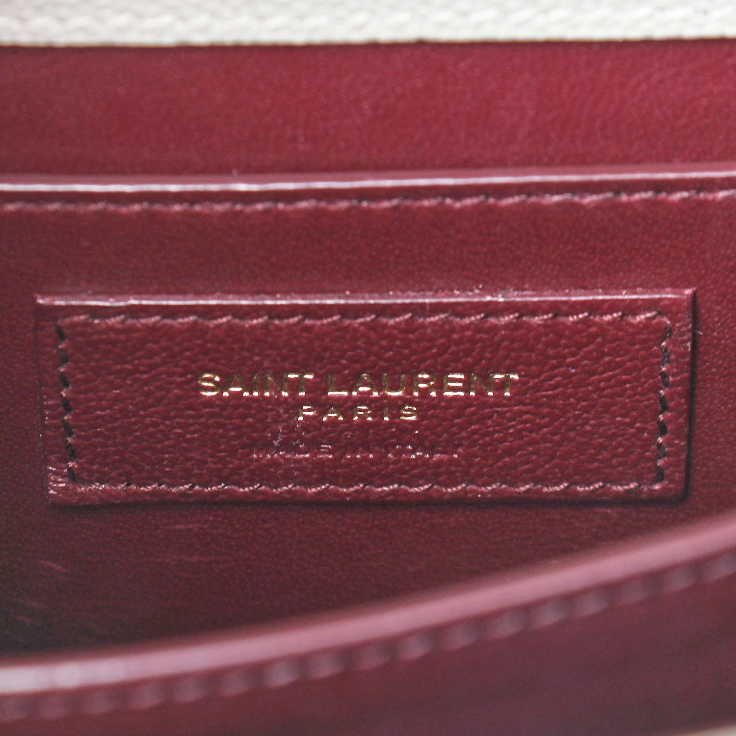 Saint Laurent Grain de Poudre Mini Classic Monogram Cassandra Top Handle Crema Soft Rouge Legion 5 of 7