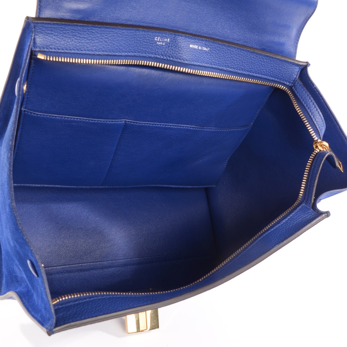 Drummed Calfskin Suede Small Trapeze Indigo