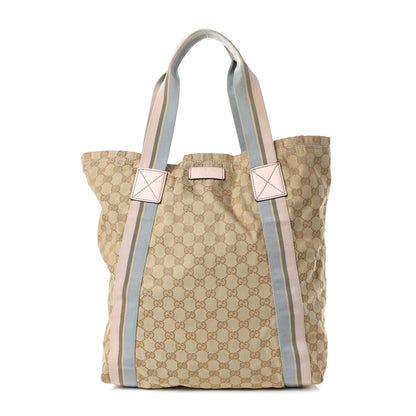 Gucci GG Monogram Medium Web Handle Vertical Tote Pink Blue 1 of 10