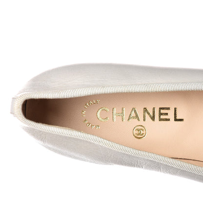 Chanel Lambskin Cap Toe Ballerina Flats 39.5 Grey Black 6 of 7