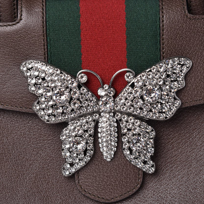 Gucci Textured Calfskin Web Crystal Butterfly Stripe Medium Totem Top Handle Bag New Acero 9 of 11