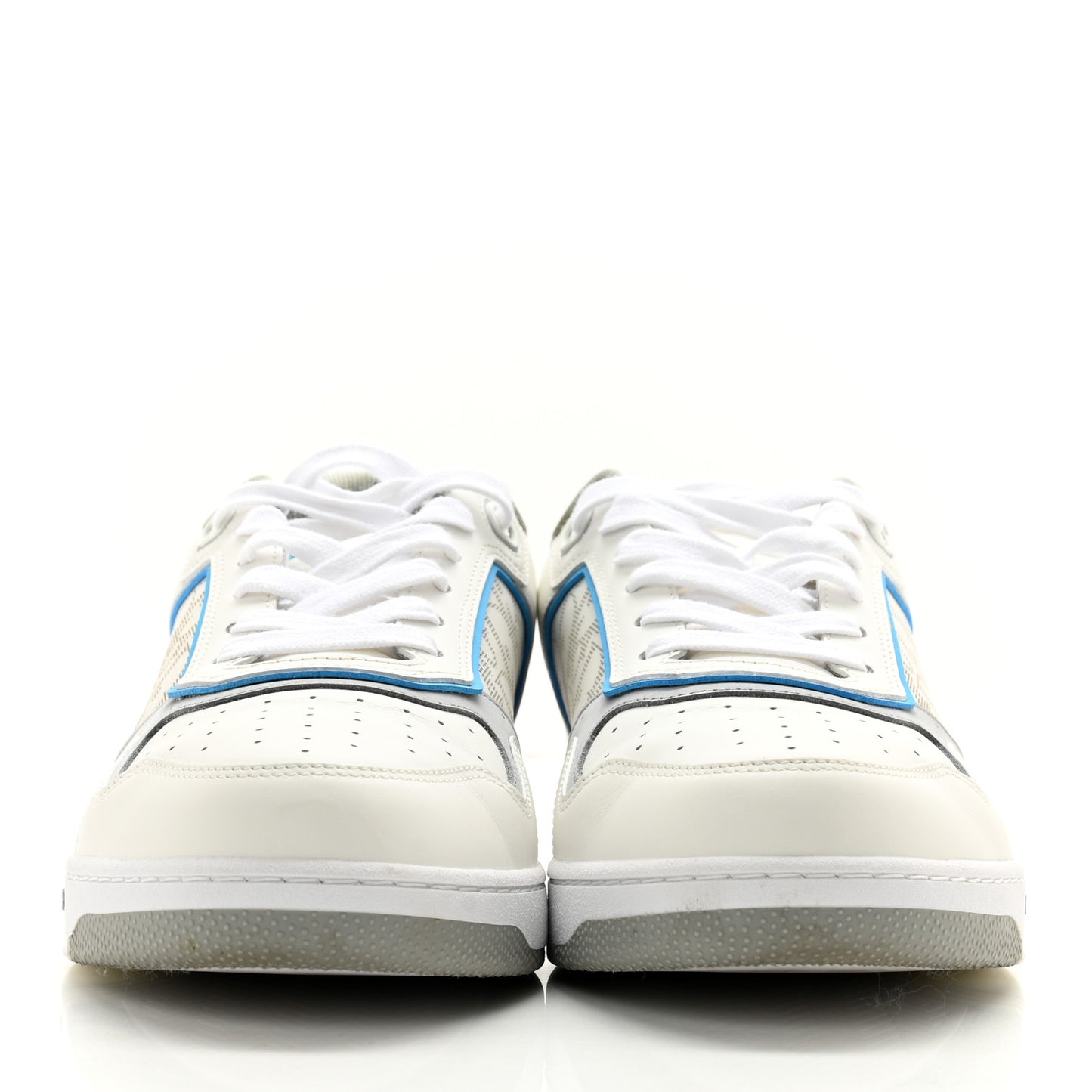 Smooth Calfskin Oblique Galaxy Perforated Mens B27 Low Top Sneakers 44 Beige Blue