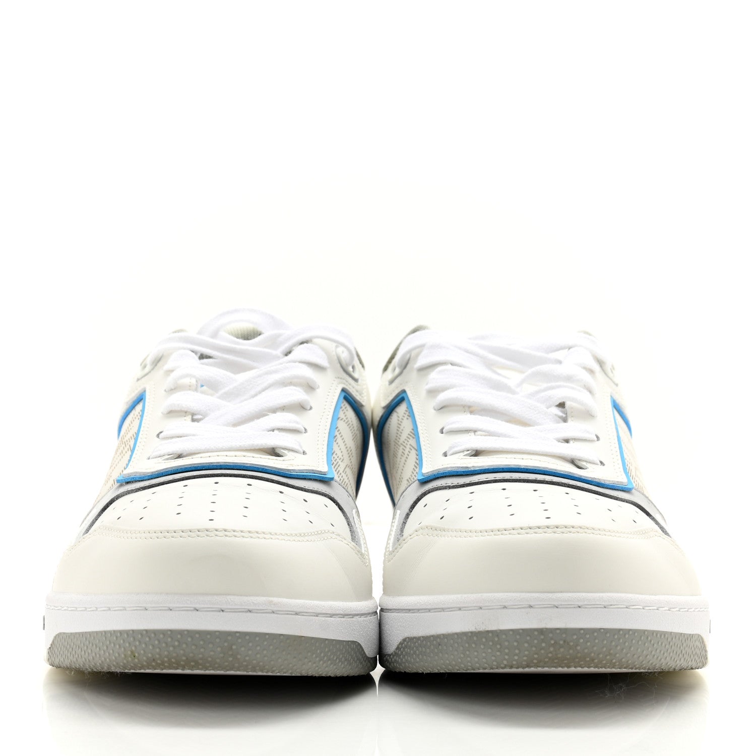 Christian Dior Smooth Calfskin Oblique Galaxy Perforated Mens B27 Low Top Sneakers 44 Beige Blue 2 of 11