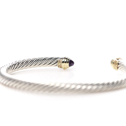 David Yurman Sterling Silver 14K Yellow Gold Amethyst 5mm Cable Classics Petite Color Bracelet 4 of 4