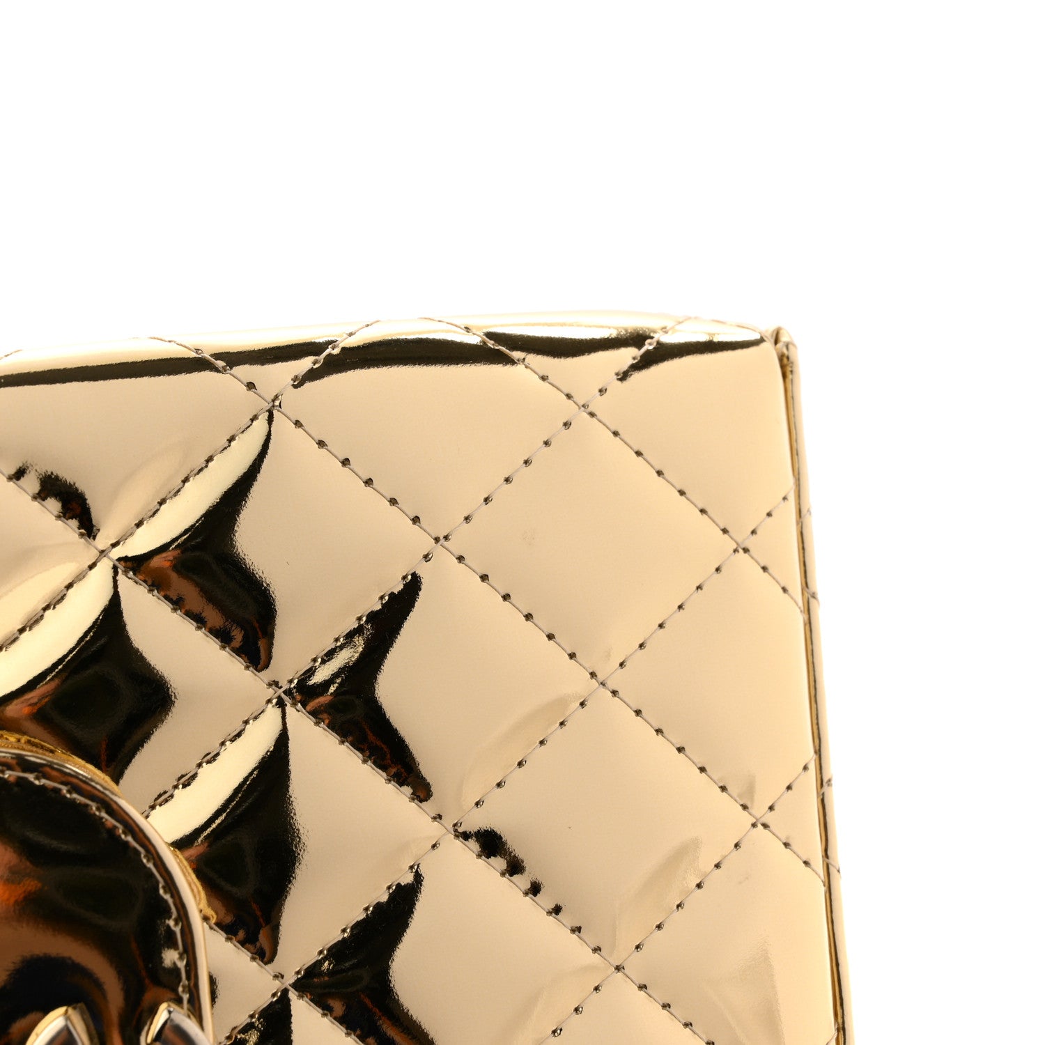 Chanel Mirror Calfskin Metallic Calfskin Quilted Nano Kelly Shopper Gold 11 of 12