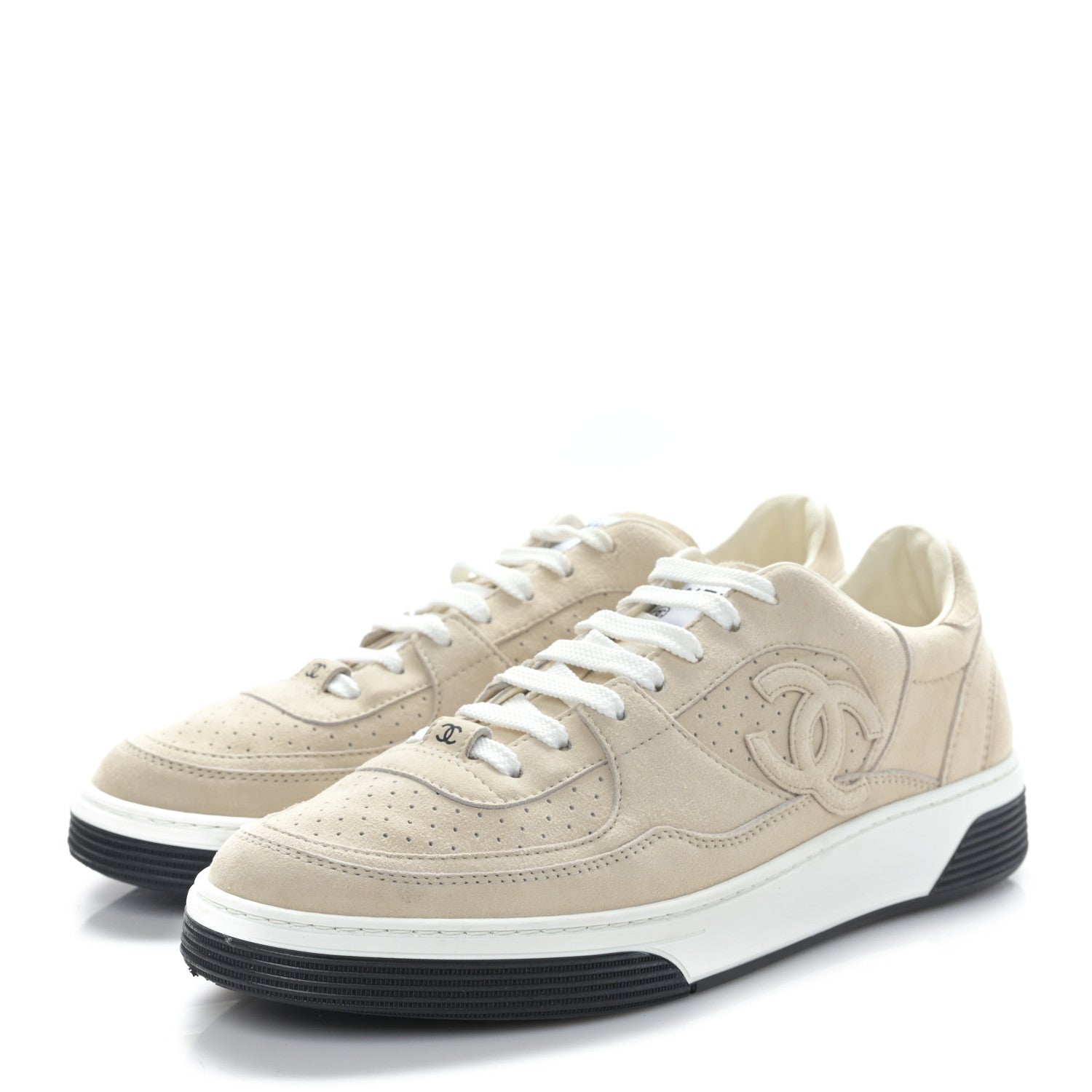 Chanel Suede Womens CC Sneakers 41 Light Beige 3 of 8