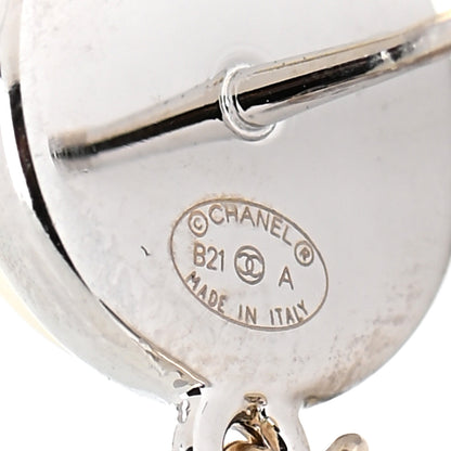 Chanel Crystal Pearl CC Drop Earrings Gold Silver 4 of 5