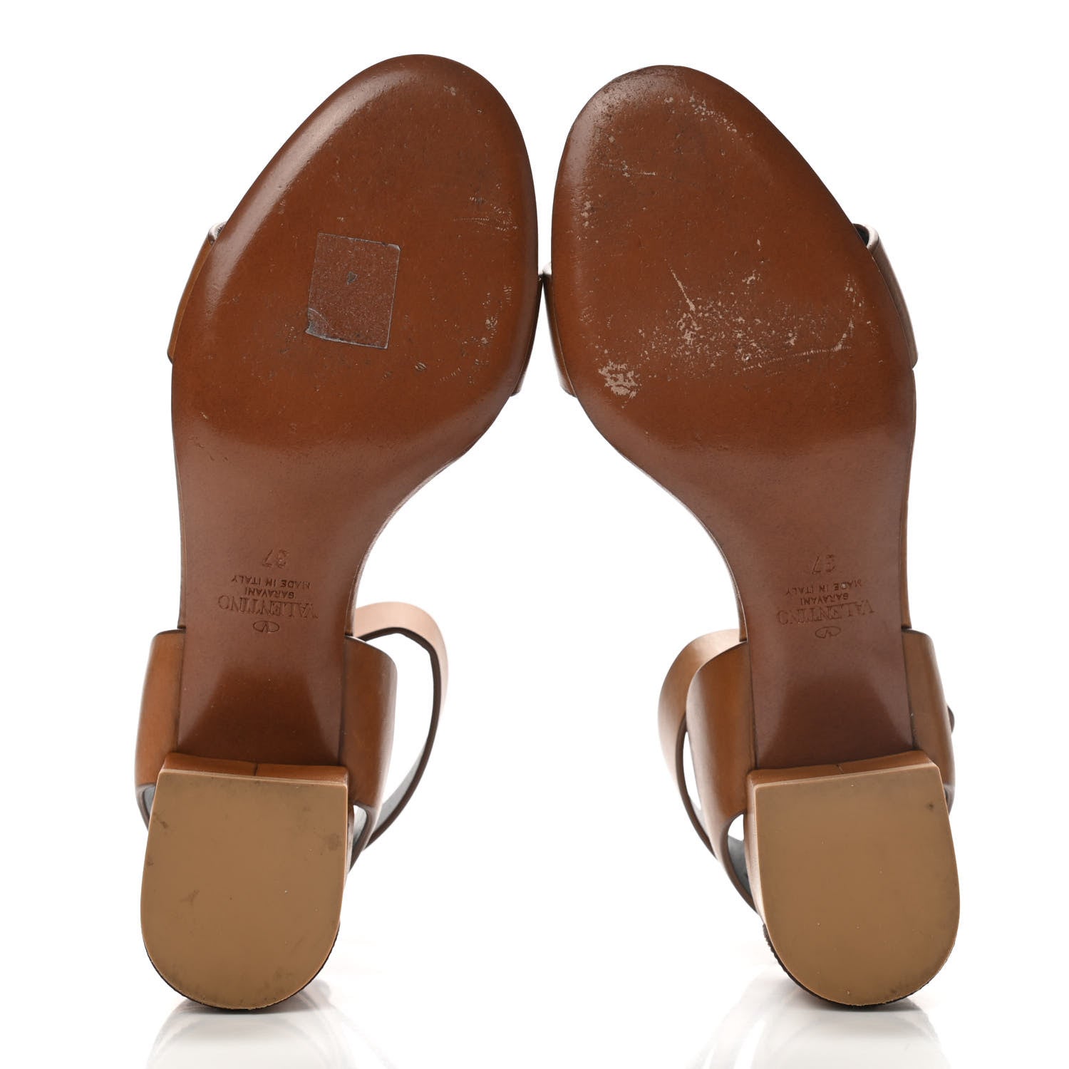 Valentino Garavani Calfskin VLogo 45mm Sandals 37 Cuoio 5 of 10