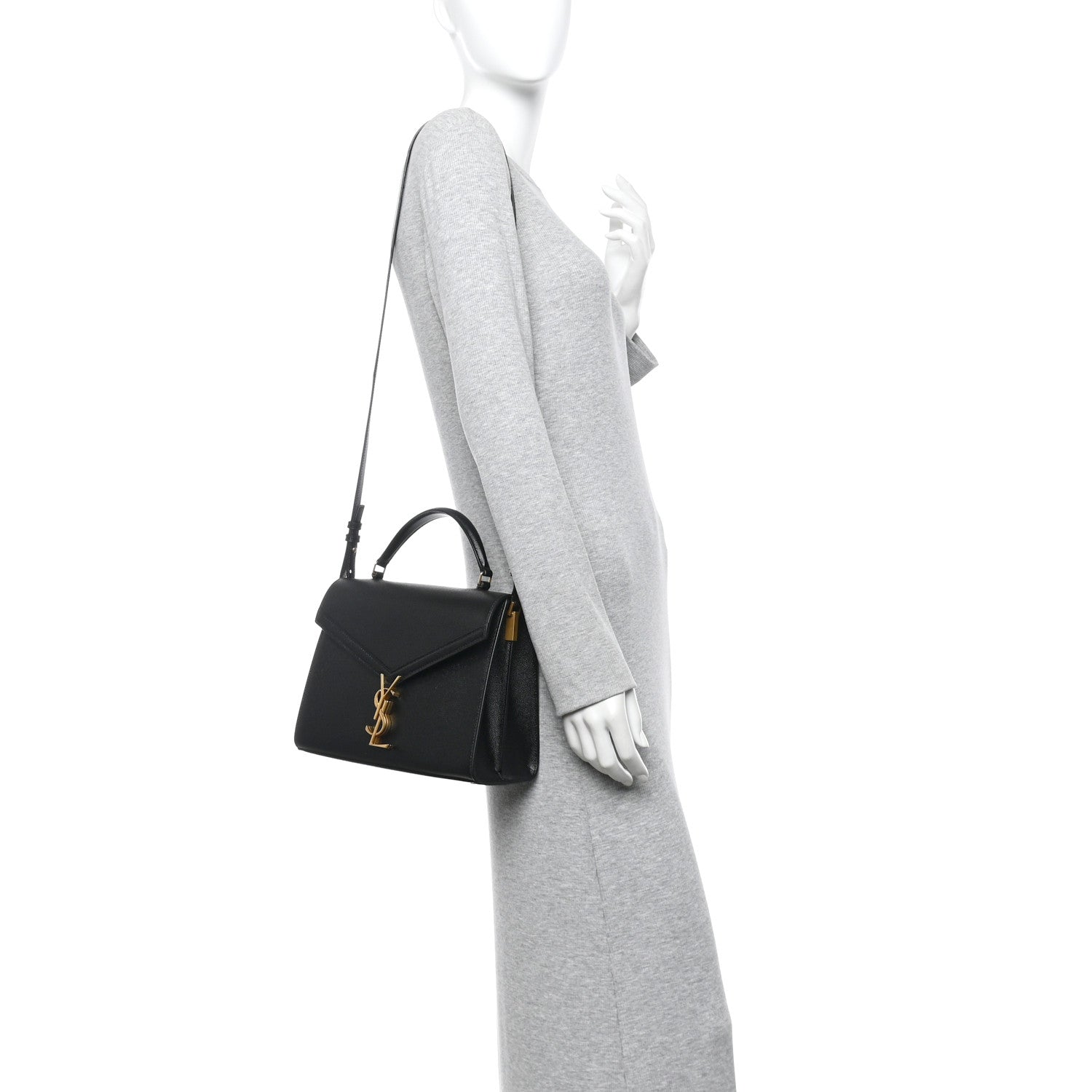 Saint Laurent Grain de Poudre Medium Classic Monogram Cassandra Top Handle Black 2 of 9