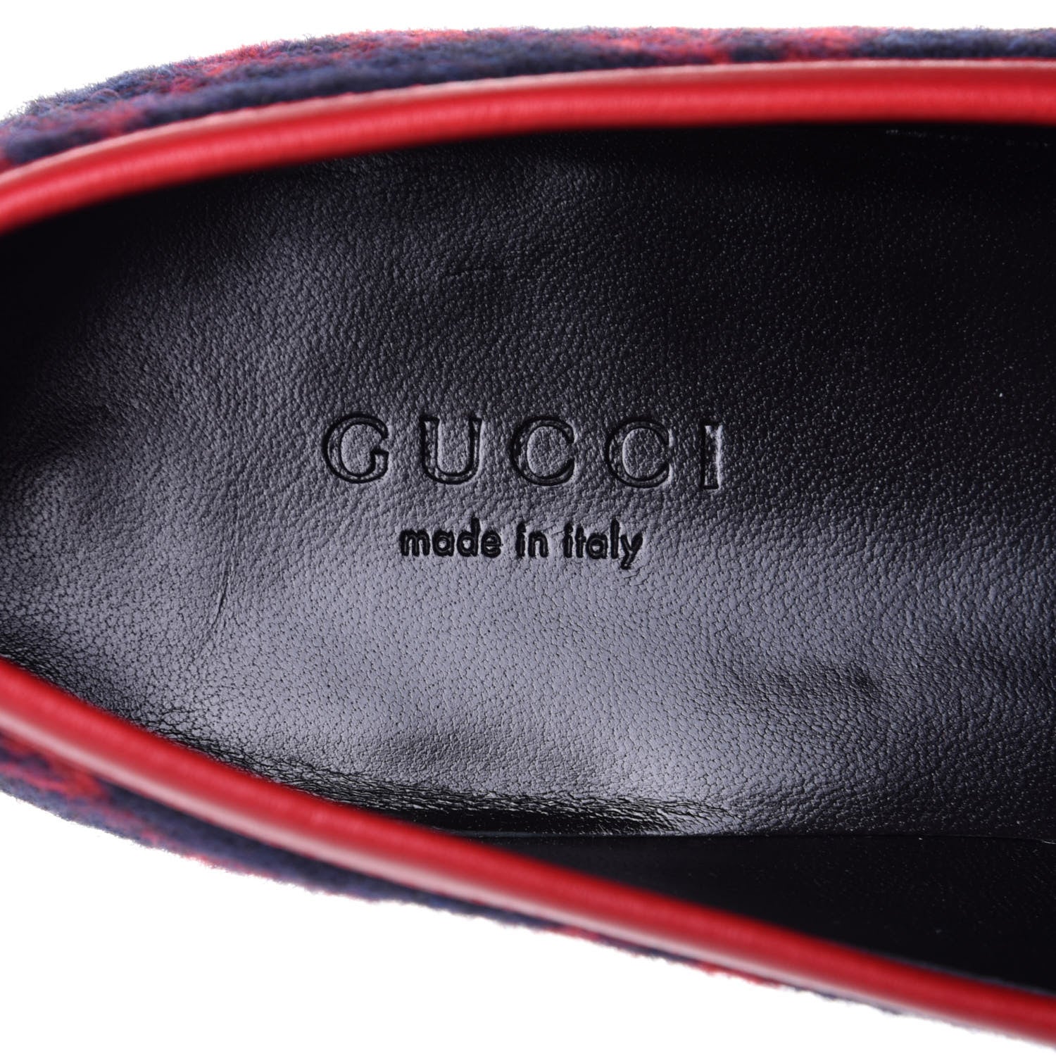 Gucci Covered Wool GG Monogram Horsebit Womens Jordaan Loafers 37 Blue Red 9 of 11