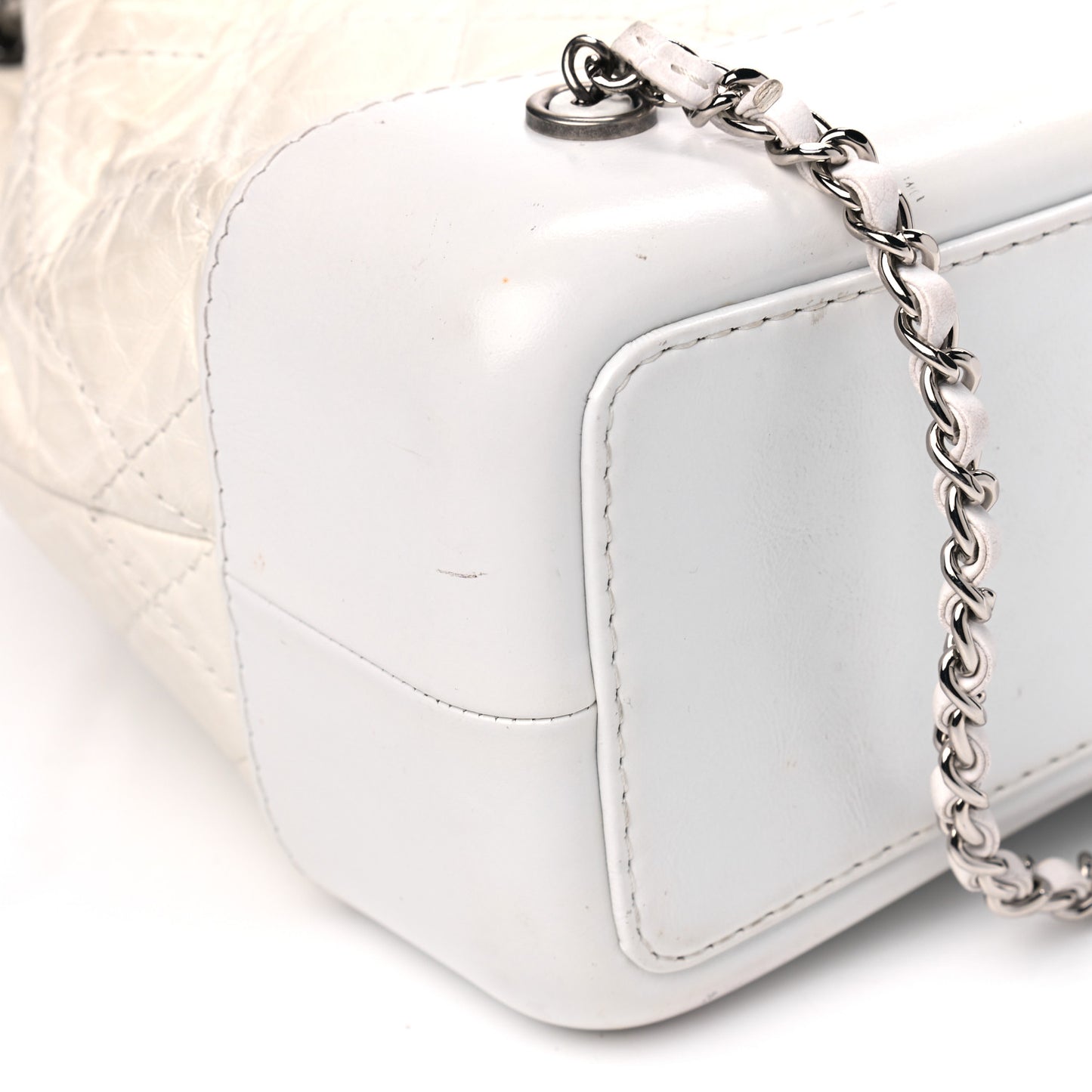 Aged Calfskin Quilted Small Gabrielle Backpack White