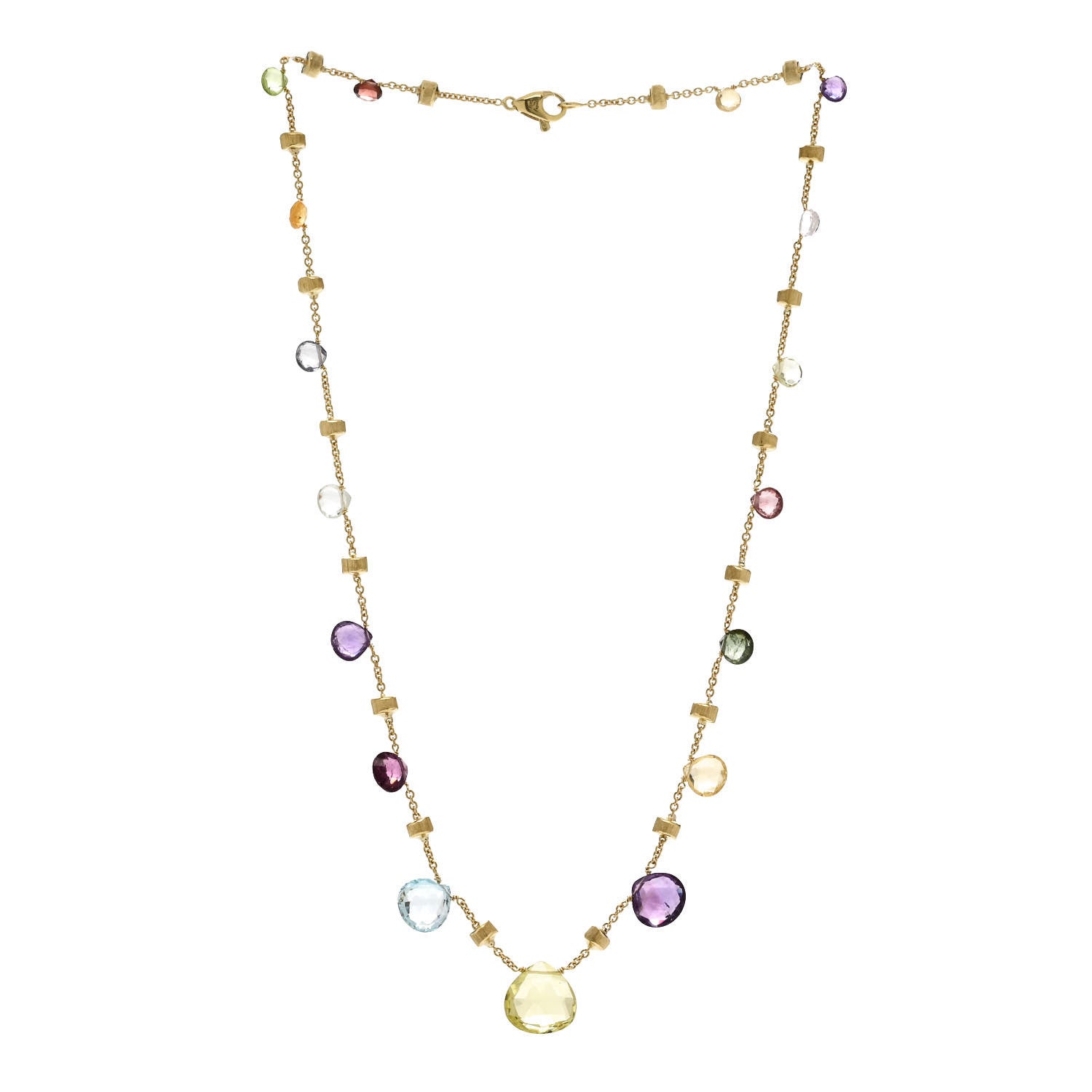 Marco Bicego 18K Yellow Gold Multi Gemstone Paradise Station Necklace 3 of 5