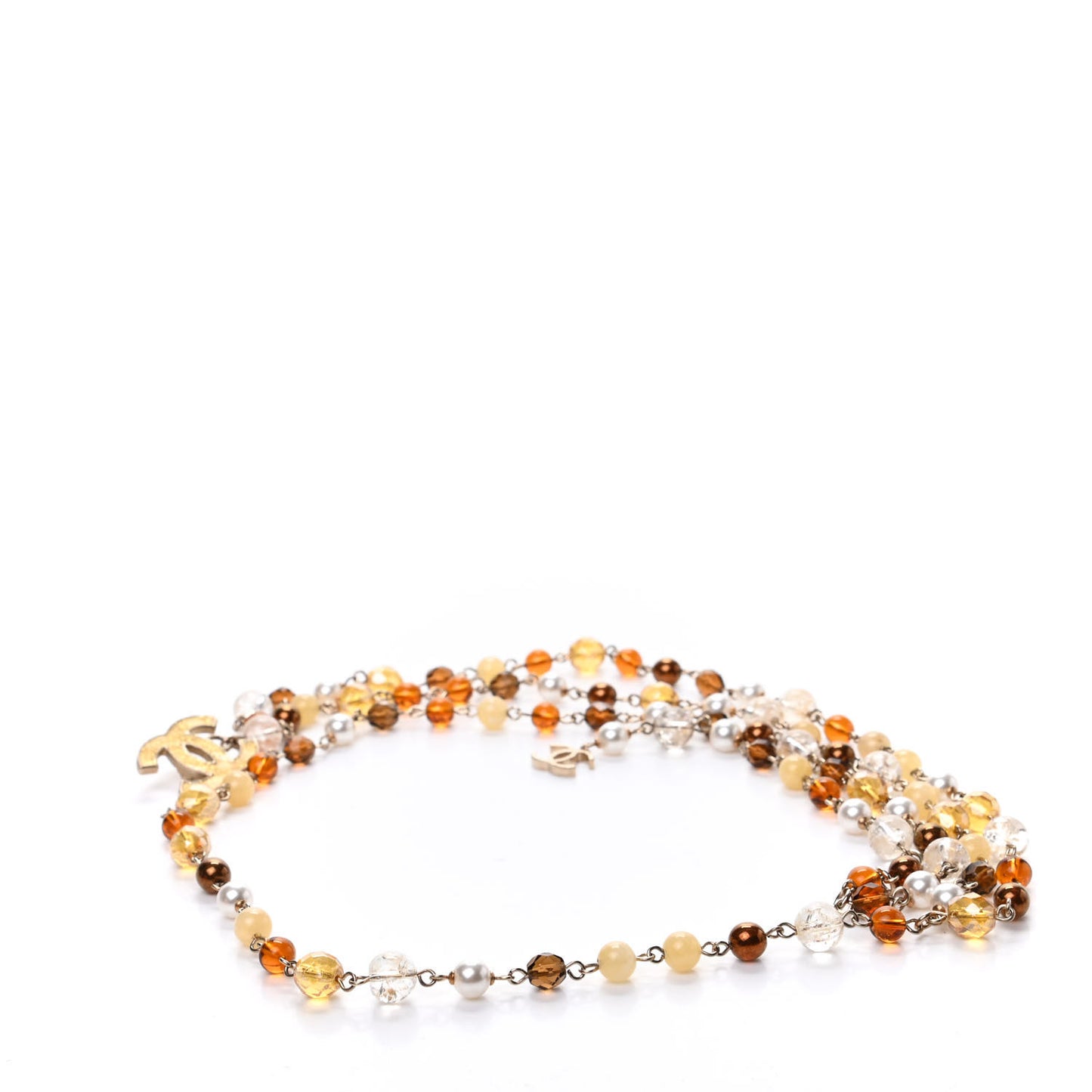 Beaded Pearl CC Belt Brown Gold