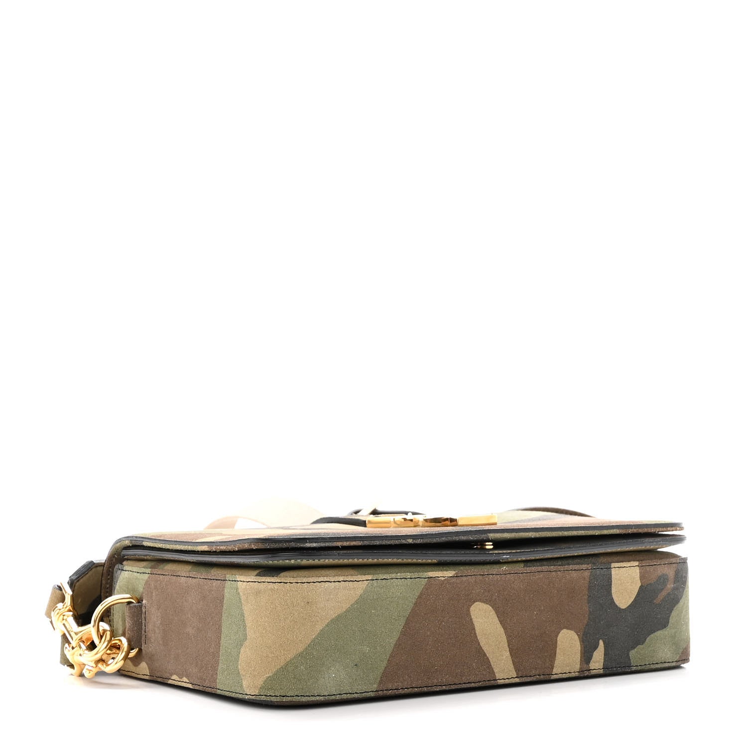 Saint Laurent Suede Monogram University Camouflage Shoulder Bag Green 4 of 11